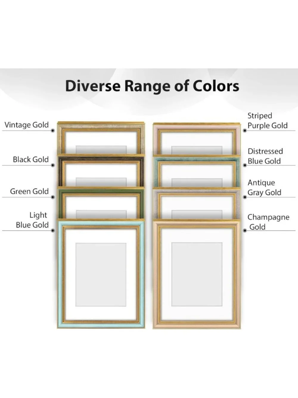 Ornate 11x14 Picture Frame for 8x10 Photos, Real Glass Wall Display, Green Gold